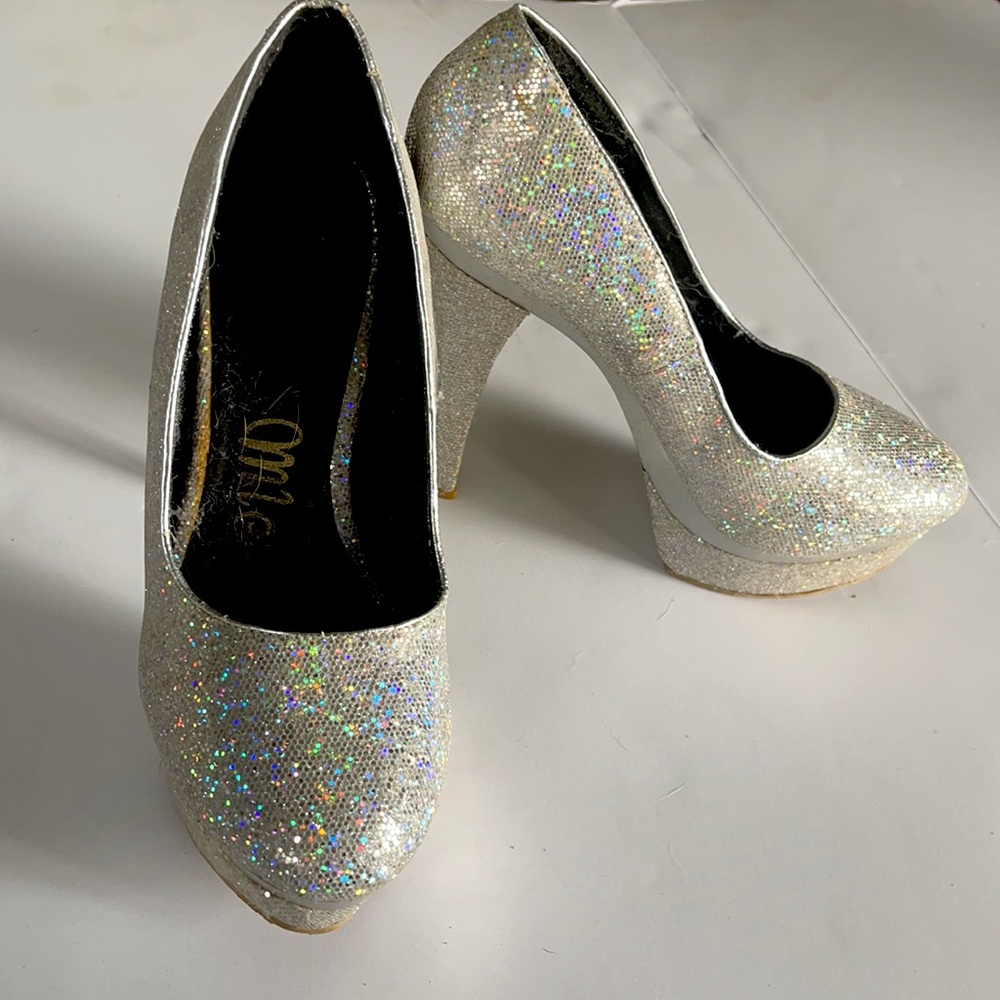 Glitter platform sequin dancer heels size 8.5